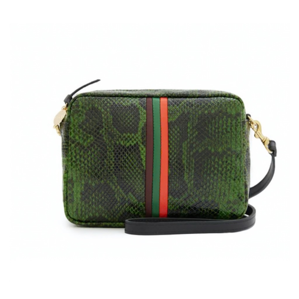 Clare V Fern Green Snake Crossbody